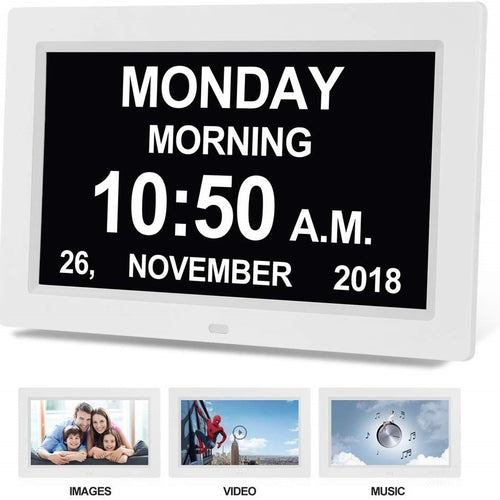 Black 10.1-Inch Digital Clock with Medication Reminders & Multi-Function Alarm - Ideal for Seniors