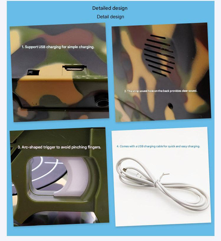 Gun Alarm Clock - Target Shooting Alarm with Infrared Gun, Recordable Alarm & Game Modes(White)