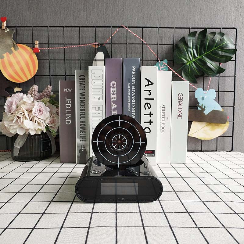 Gun Alarm Clock - Target Shooting Alarm with Infrared Gun, Recordable Alarm & Game Modes(Black)