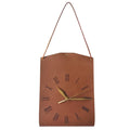 Retro PU Leather Hanging Wall Clock -Dark Brown