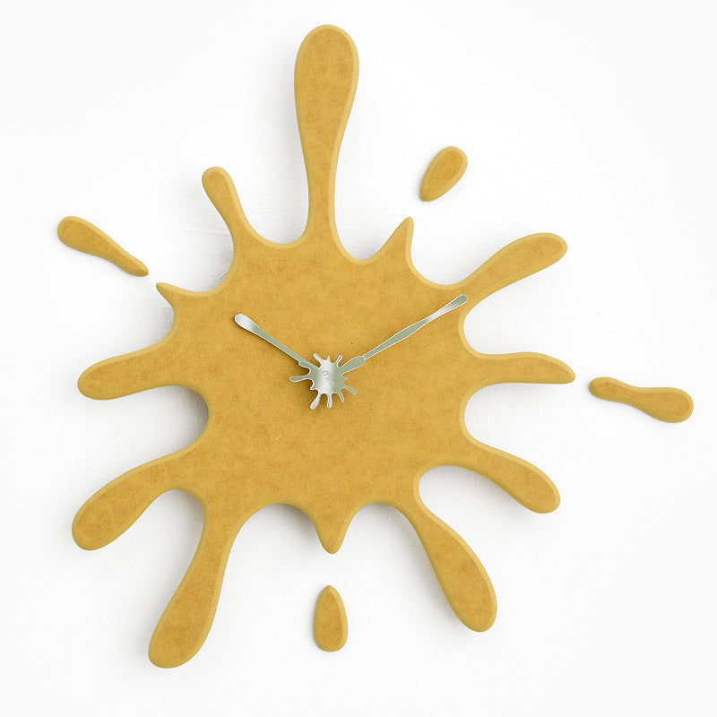 Creative Splatter Design Wall Clock - Silent Movement, Modern Decorative Timepiece - Yellow