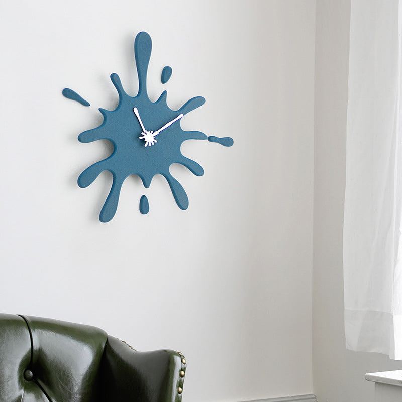 Creative Splatter Design Wall Clock - Silent Movement, Modern Decorative Timepiece - Yellow