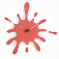 Creative Splatter Design Wall Clock - Silent Movement, Modern Decorative Timepiece- Red