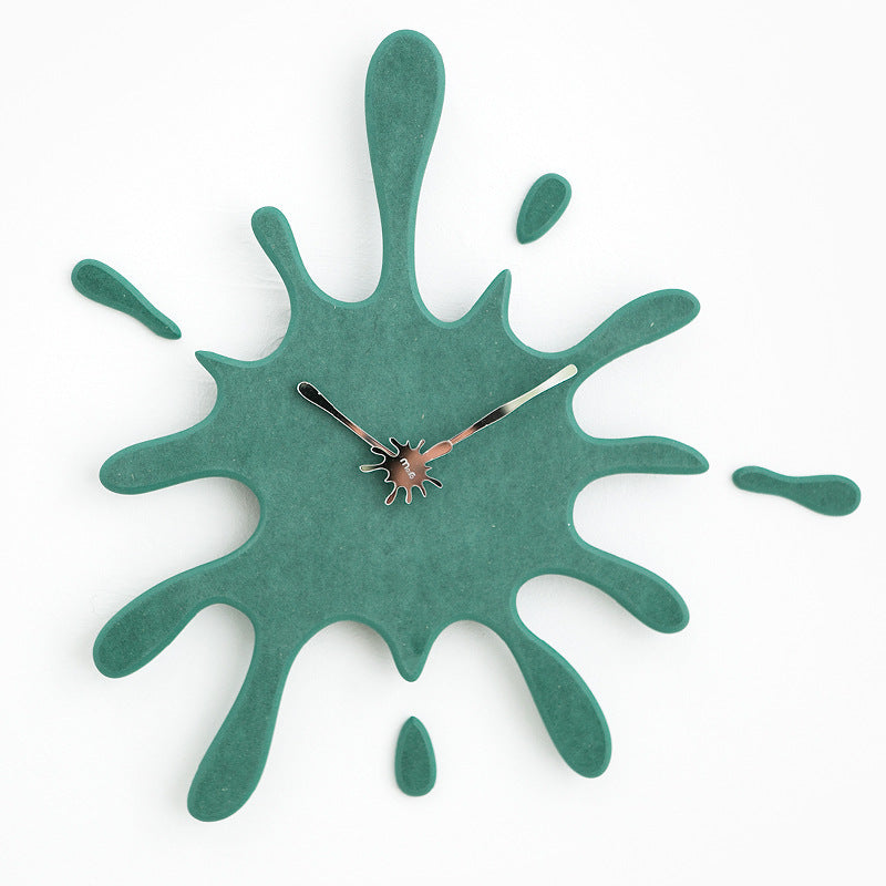 Creative Splatter Design Wall Clock - Silent Movement, Modern Decorative Timepiece - Green