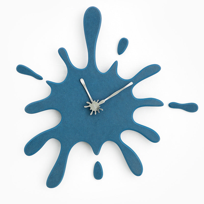 Creative Splatter Design Wall Clock - Silent Movement, Modern Decorative Timepiece -Blue