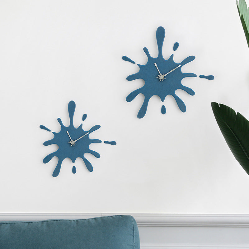 Creative Splatter Design Wall Clock - Silent Movement, Modern Decorative Timepiece -Blue