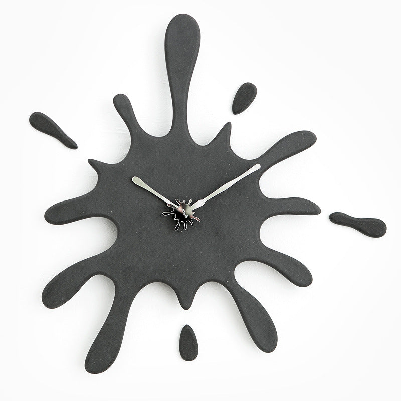 Creative Splatter Design Wall Clock - Silent Movement, Modern Decorative Timepiece - Black