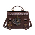 Retro Steampunk Satchel Bag with Decorative Clock & Gears - Gothic Crossbody Purse