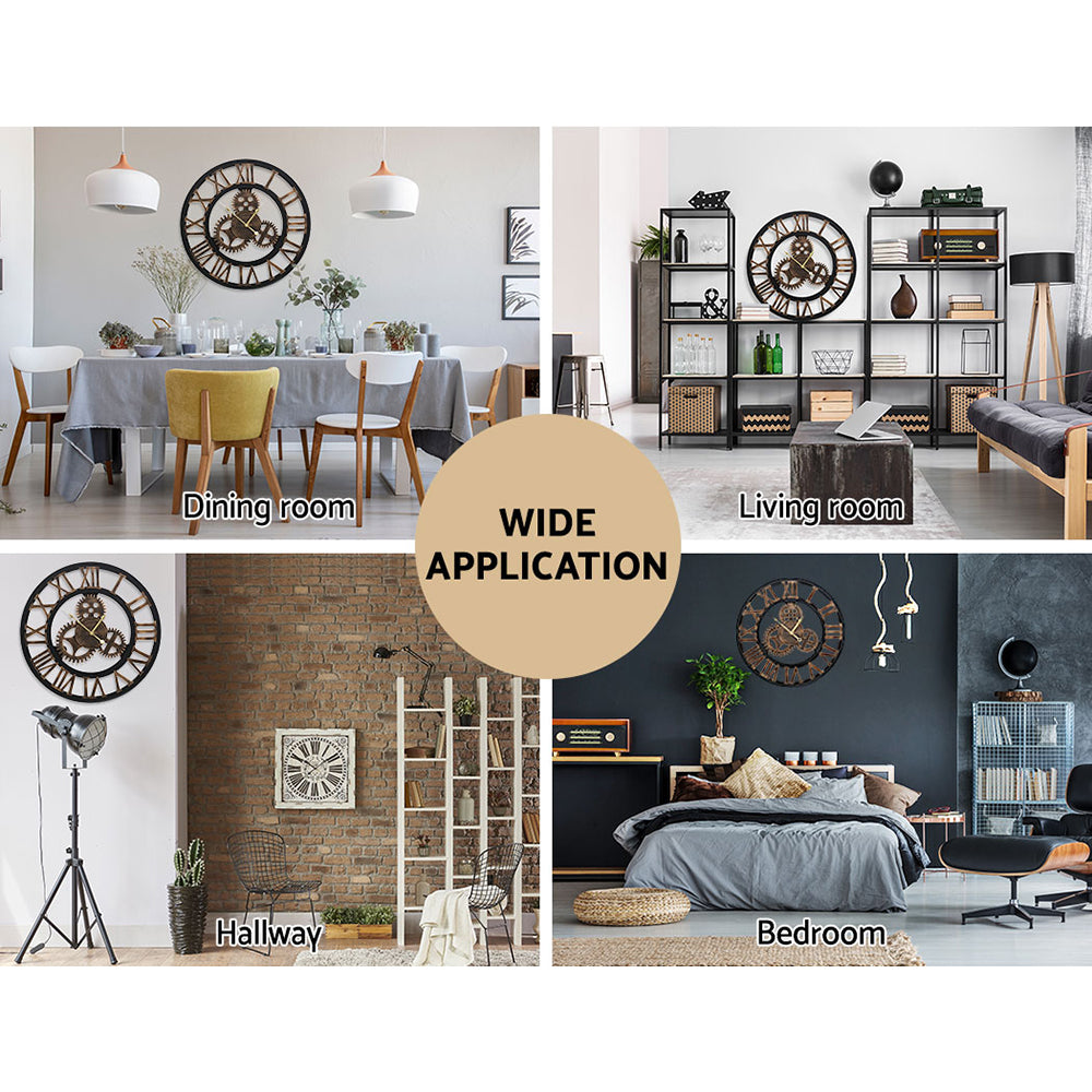 Artiss Wall Clock Large Retro Roman Numerals - Brown