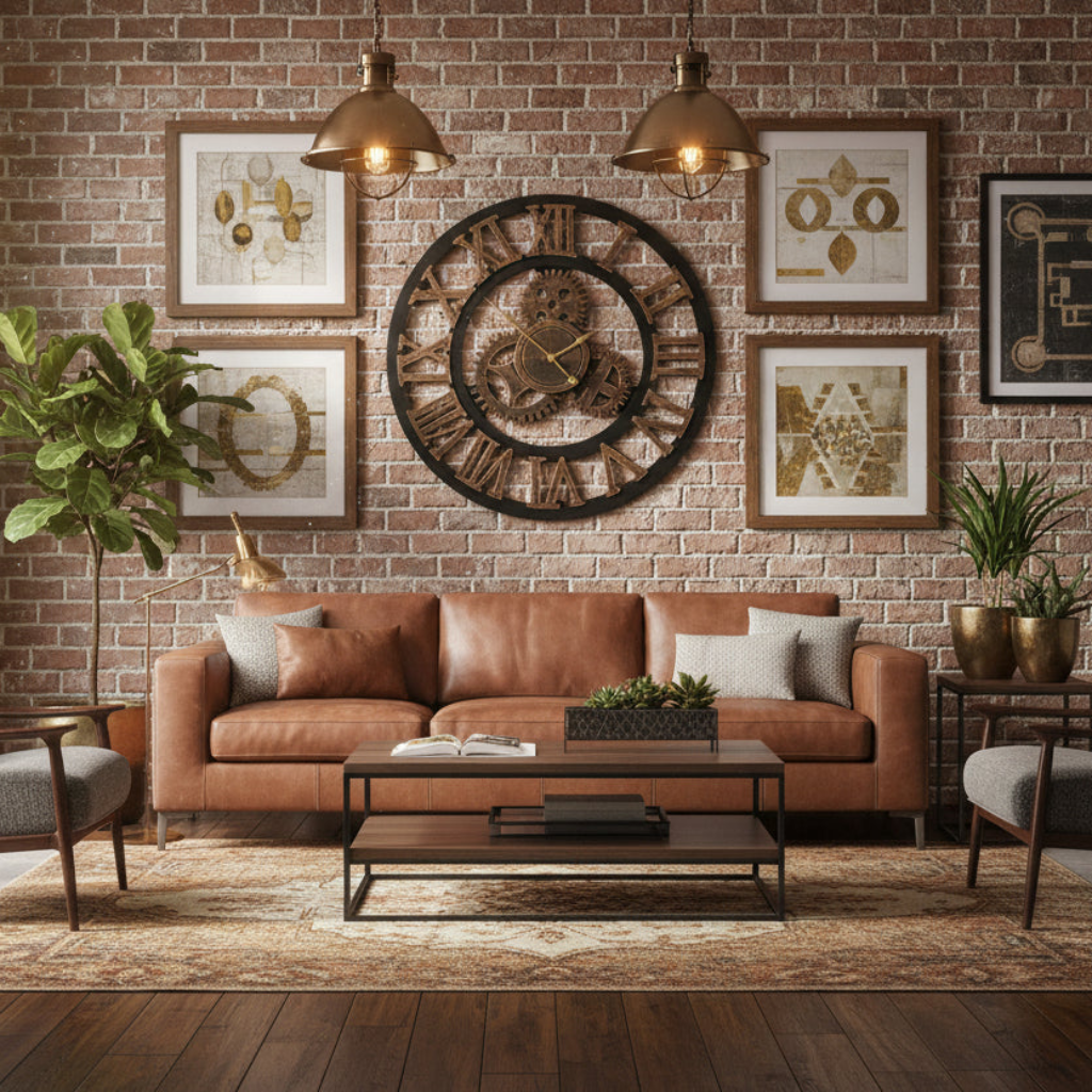 Artiss Wall Clock Large Retro Roman Numerals - Brown 60cm