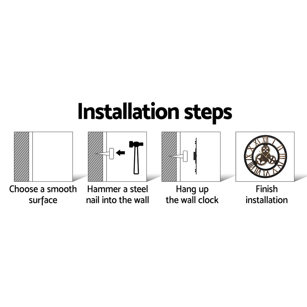 Artiss 80cm Wall Clock Large Retro Roman Numerals - Brown