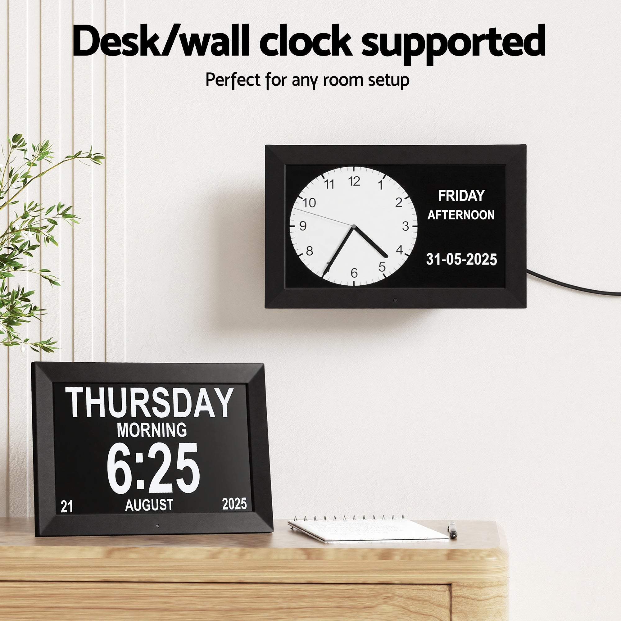 Artiss 10" Digital Day Clock - Black - Alarm Clocks
