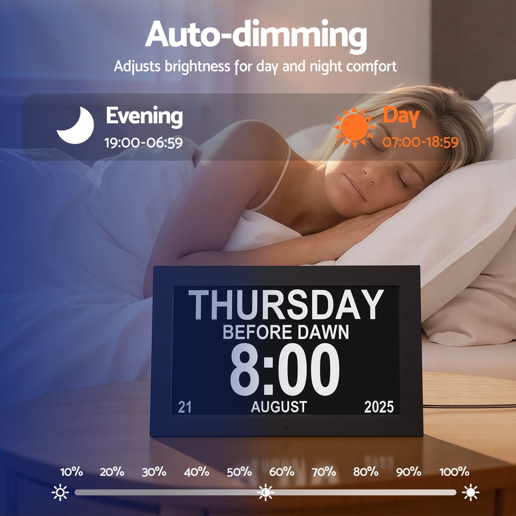 Artiss 10" Digital Day Clock - Black - Alarm Clocks