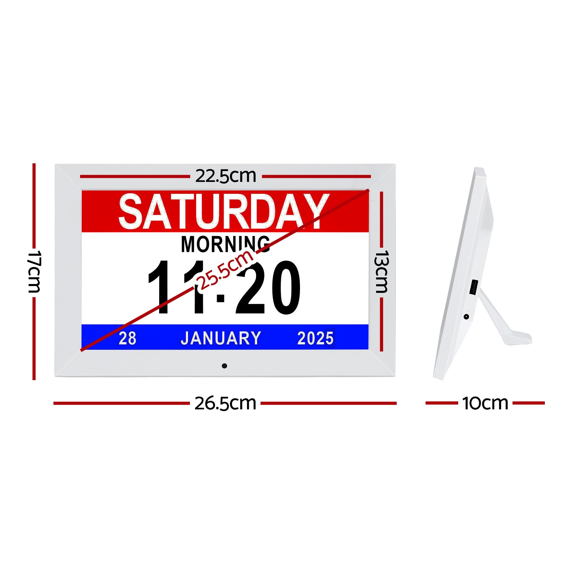Artiss 10" Digital Day Clock - White - Alarm Clocks