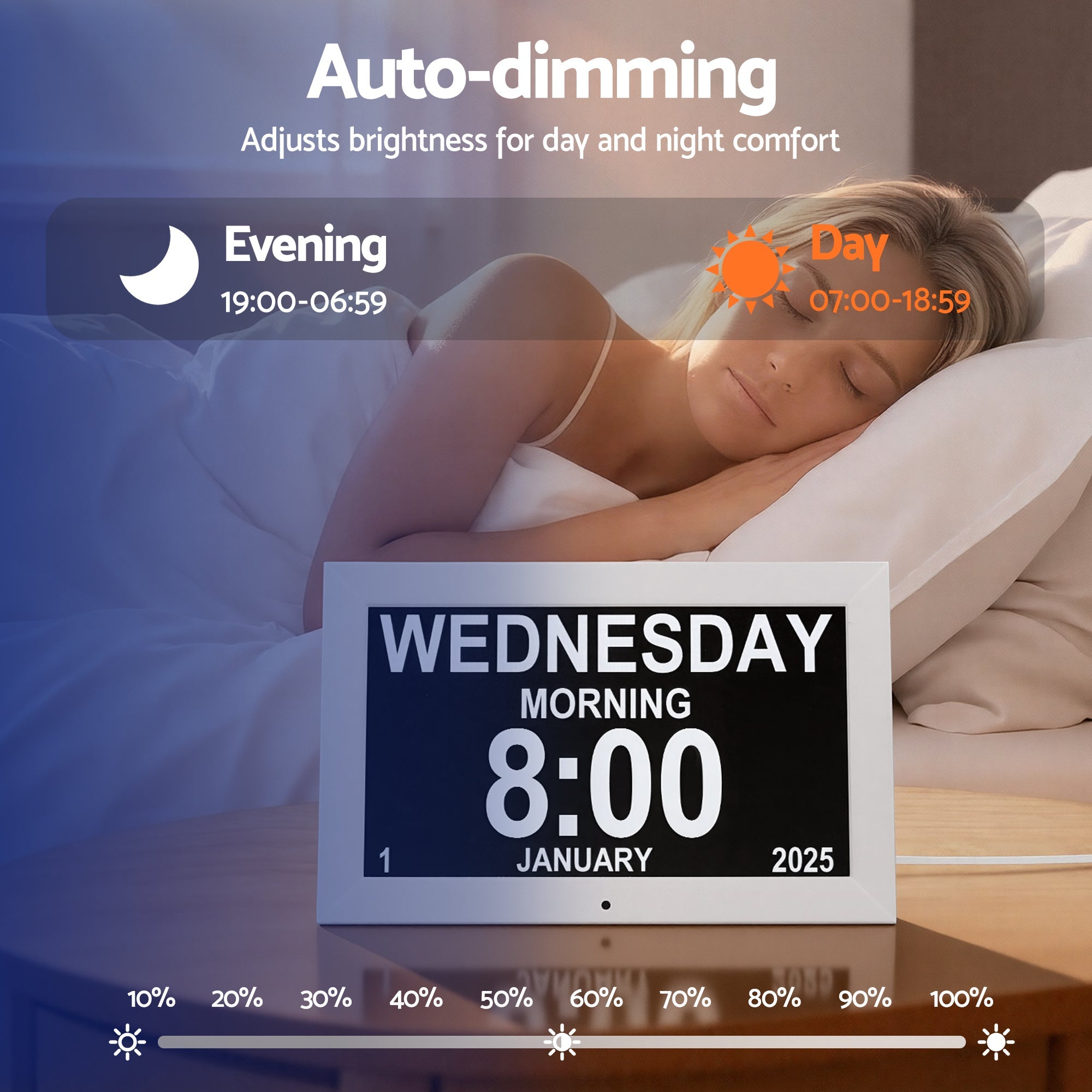 Artiss 10" Digital Day Clock - White - Alarm Clocks