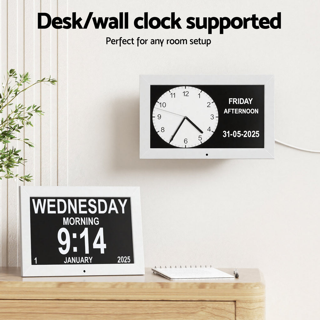 Artiss 10" Digital Day Clock - White - Alarm Clocks