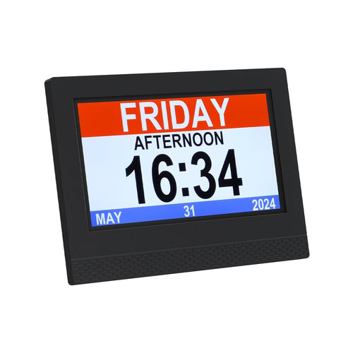 Artiss 7" Digital Day Clock Calendar Alarm - Black - Alarm Clocks