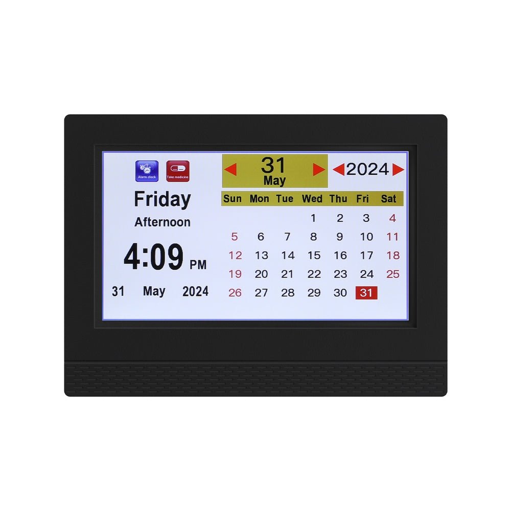 Artiss 7" Digital Day Clock Calendar Alarm - Black - Alarm Clocks