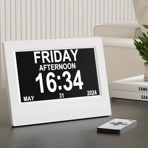 Artiss 7" Digital Day Clock Calendar Alarm - White - Alarm Clocks