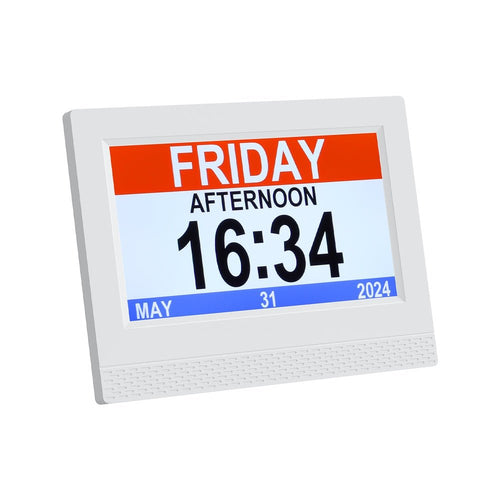 Artiss 7" Digital Day Clock Calendar Alarm - White - Alarm Clocks