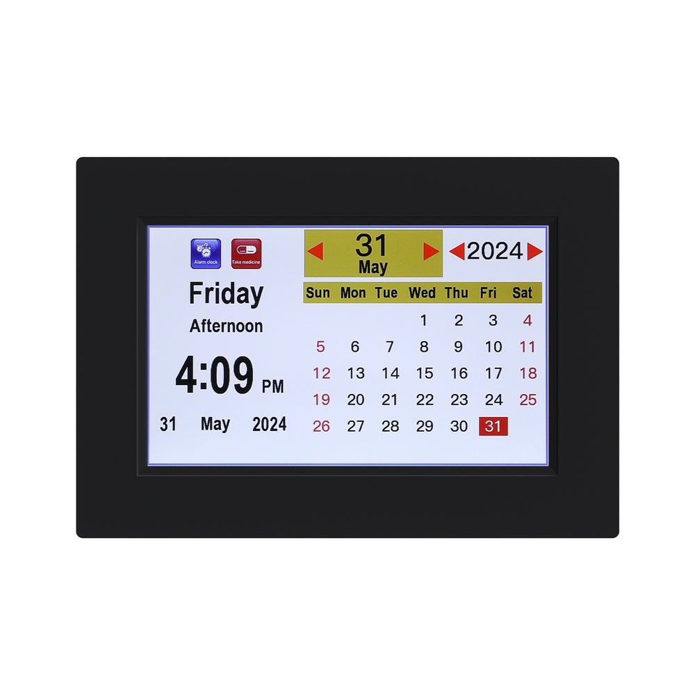 Artiss 8" Digital Day Clock Calendar Alarm - Black - Alarm Clocks