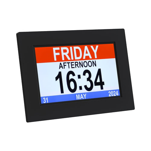 Artiss 8" Digital Day Clock Calendar Alarm - Black - Alarm Clocks