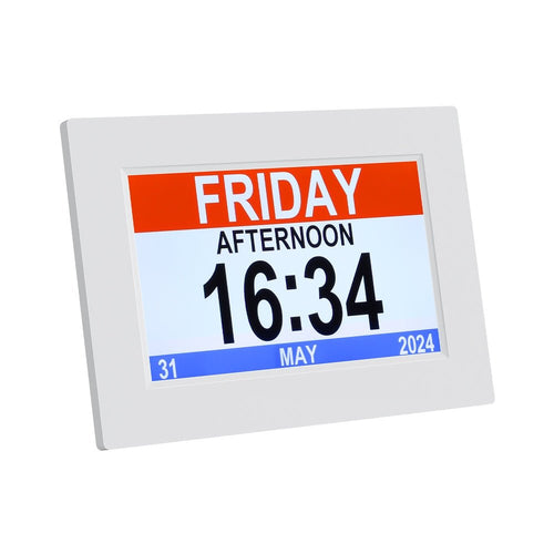 Artiss 8" Digital Day Clock Calendar Alarm - White - Alarm Clocks