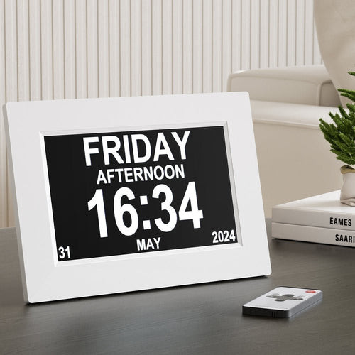 Artiss 8" Digital Day Clock Calendar Alarm - White - Alarm Clocks