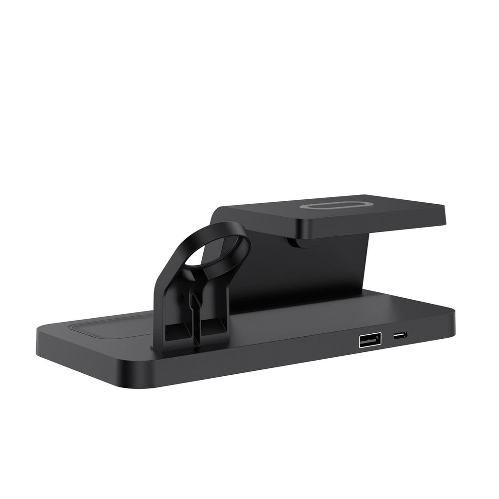 Laser 3 - in - 1 Wireless Charging Station with Alarm Clock - Black - Alarm Clocks