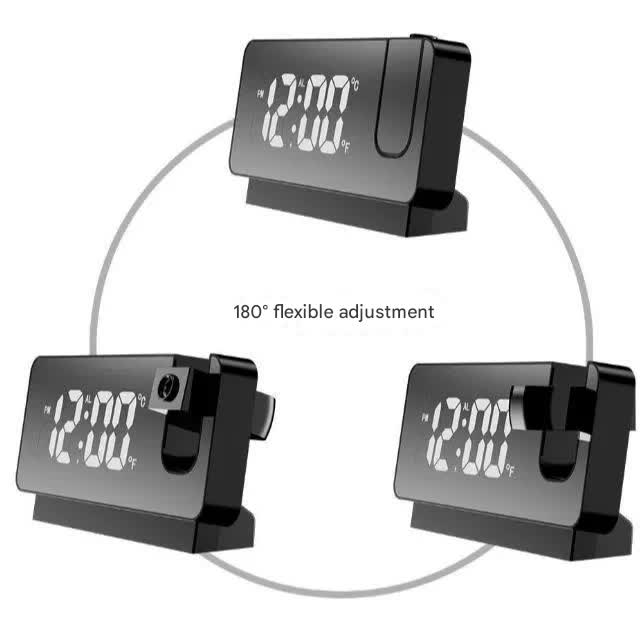 LED Digital Projection Alarm Clock - Black Shell - Alarm Clocks