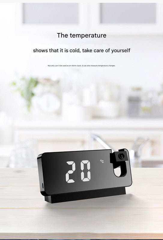 LED Digital Projection Alarm Clock - Black Shell - Alarm Clocks