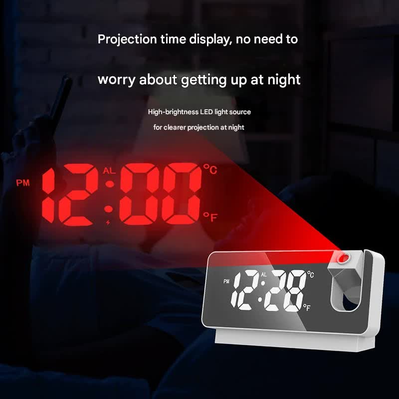LED Digital Projection Alarm Clock - White Shell - Alarm Clocks