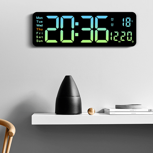 LED Digital Wall Clock - Black - Alarm Clocks