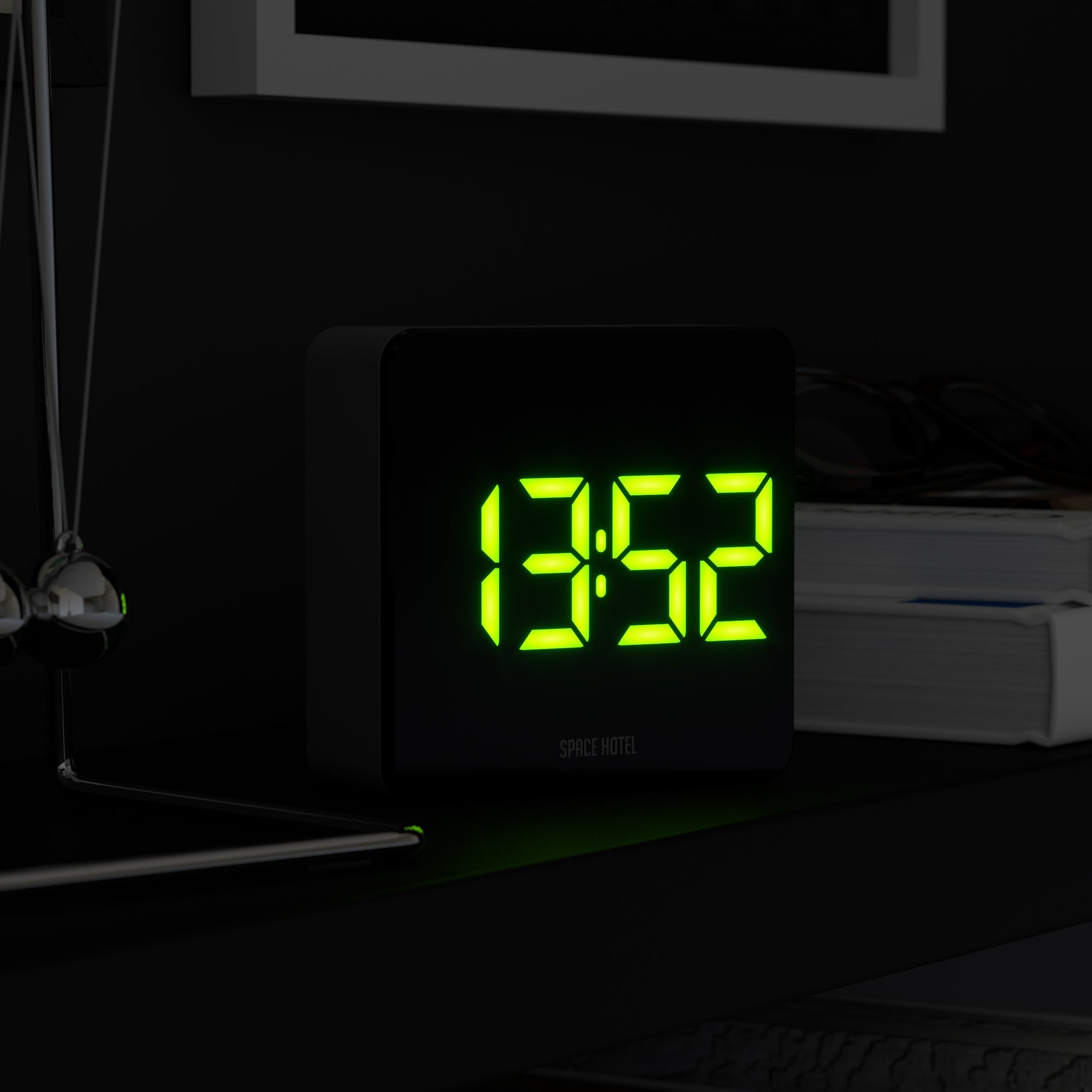 Newgate Space Hotel Orbatron Alarm Clock Black Case - Black Lens - Green LED - Alarm Clocks