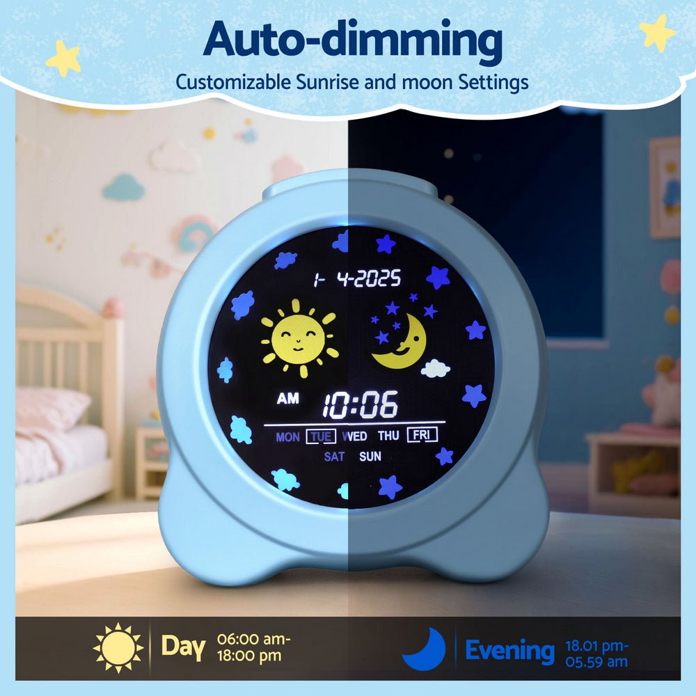 Artiss 3.8" Digital Day Clock Calendar Alarm LCD Display - Blue - Children's Clocks
