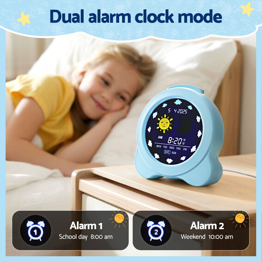 Artiss 3.8" Digital Day Clock Calendar Alarm LCD Display - Blue - Children's Clocks