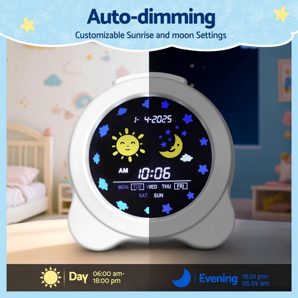 Artiss 3.8" Digital Day Clock Calendar Alarm LCD Display - White - Children's Clocks