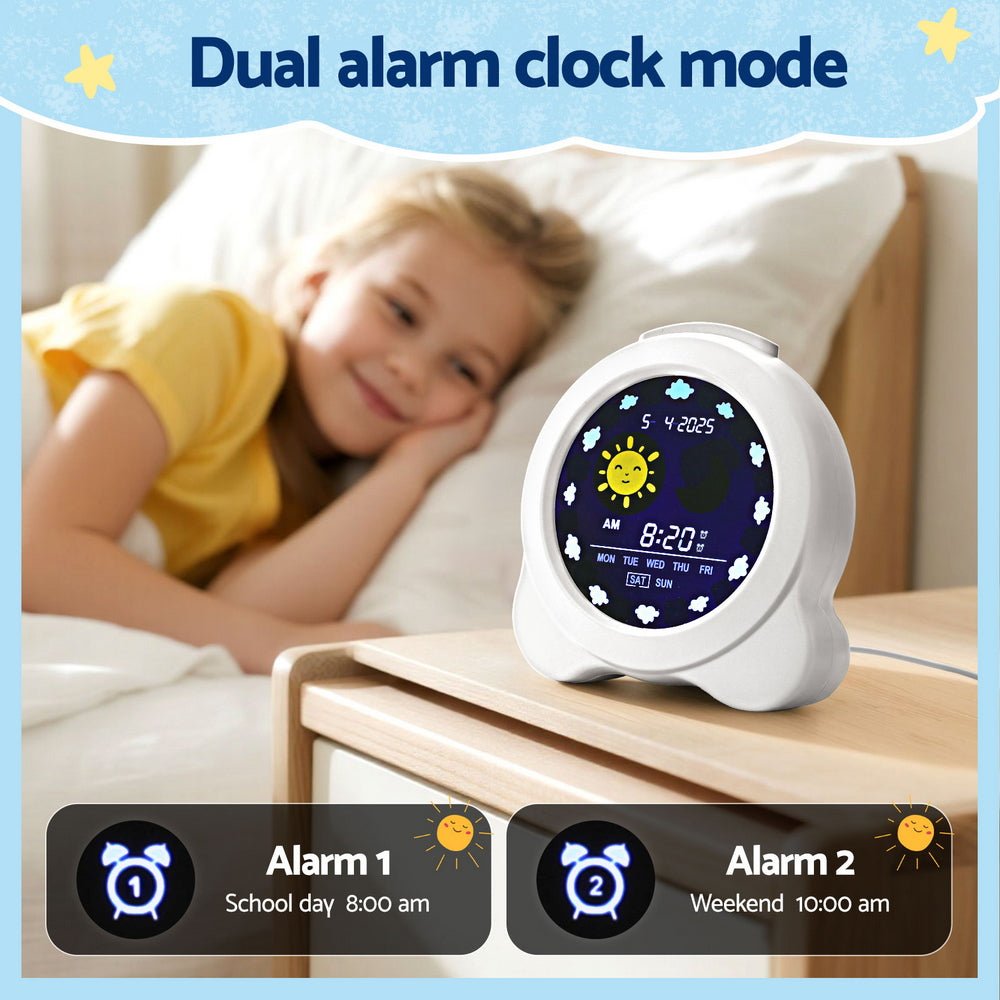 Artiss 3.8" Digital Day Clock Calendar Alarm LCD Display - White - Children's Clocks