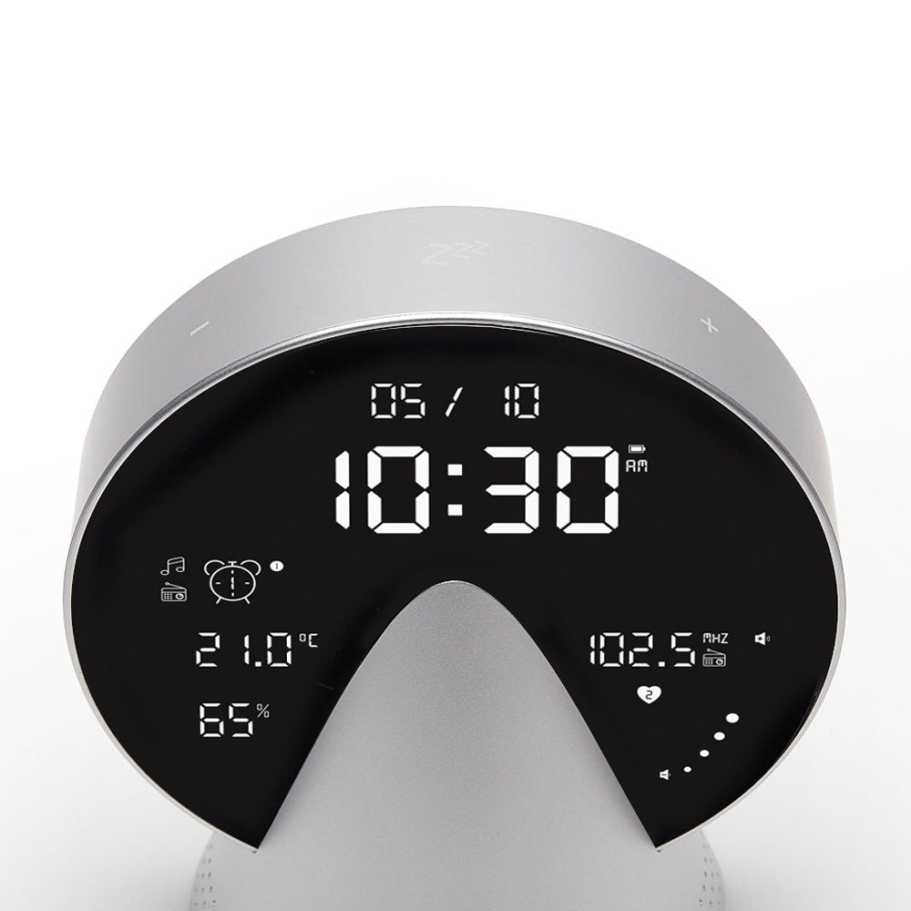 Lexon Conic Radio Alarm Clock With Built - In Bluetooth Speaker - Alu Polish - Desk Alarms
