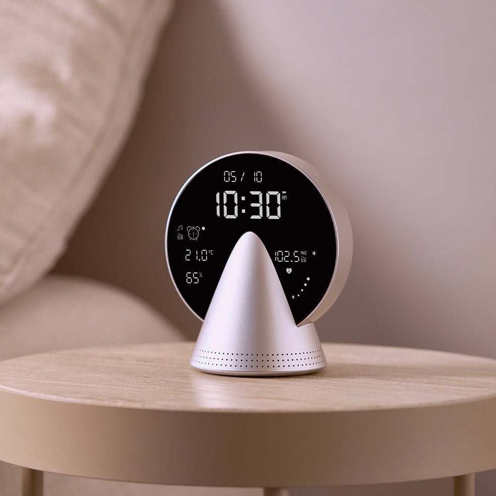 Lexon Conic Radio Alarm Clock With Built - In Bluetooth Speaker - Alu Polish - Desk Alarms
