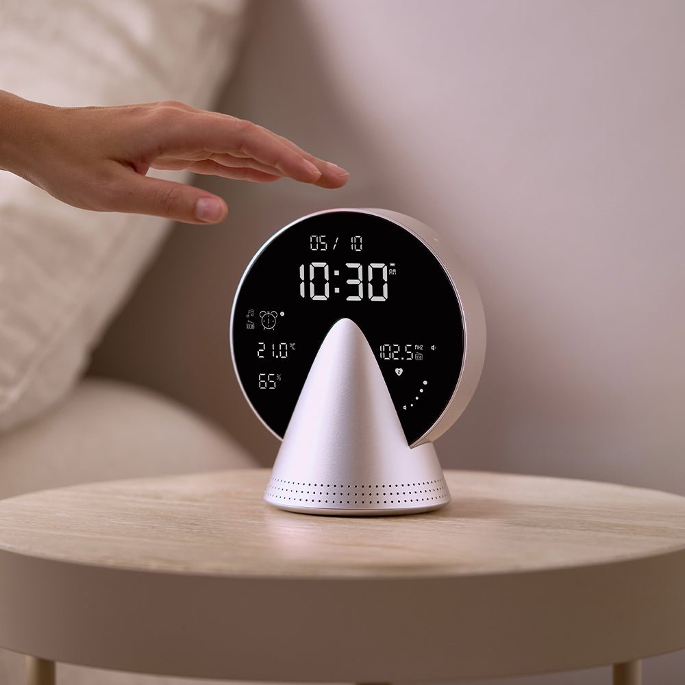 Lexon Conic Radio Alarm Clock With Built - In Bluetooth Speaker - Alu Polish - Desk Alarms