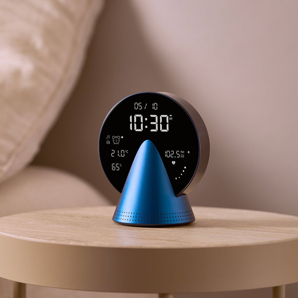 Lexon Conic Radio Alarm Clock With Built - In Bluetooth Speaker - Blue - Desk Alarms