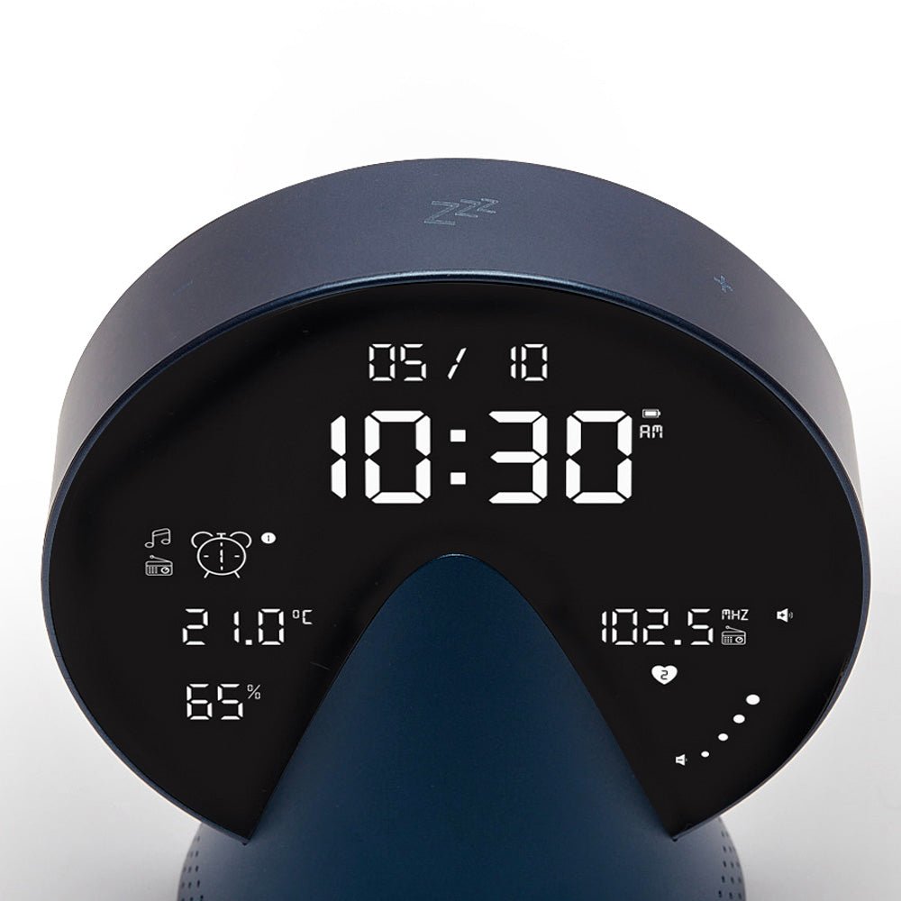 Lexon Conic Radio Alarm Clock With Built - In Bluetooth Speaker - Blue - Desk Alarms