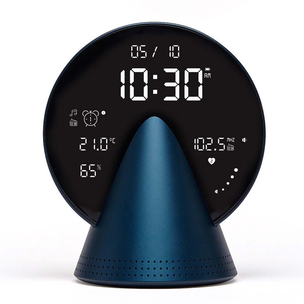 Lexon Conic Radio Alarm Clock With Built - In Bluetooth Speaker - Blue - Desk Alarms