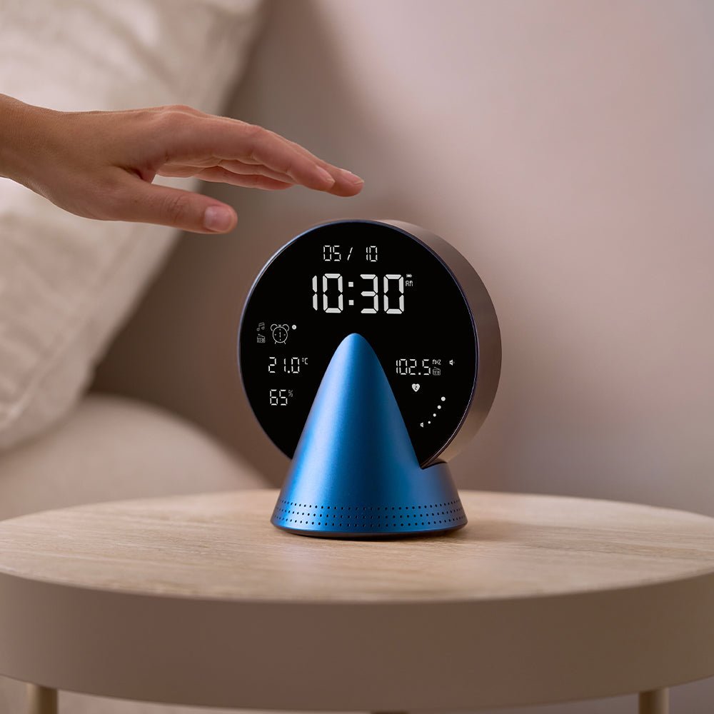 Lexon Conic Radio Alarm Clock With Built - In Bluetooth Speaker - Blue - Desk Alarms