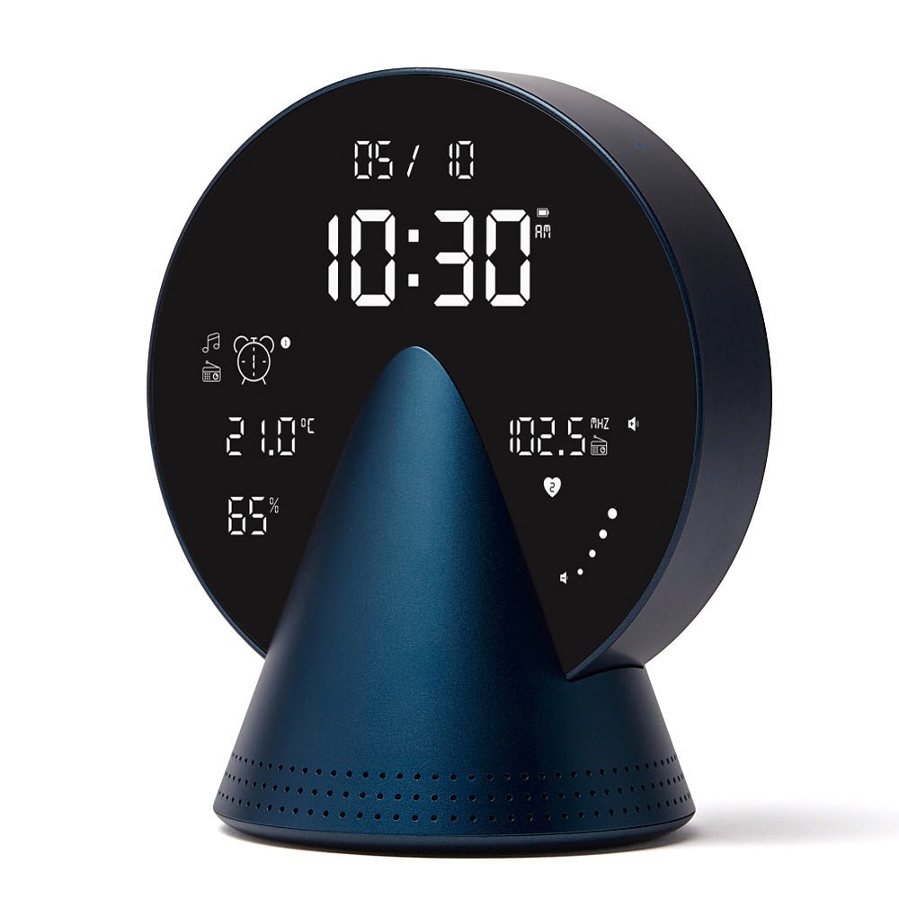 Lexon Conic Radio Alarm Clock With Built - In Bluetooth Speaker - Blue - Desk Alarms