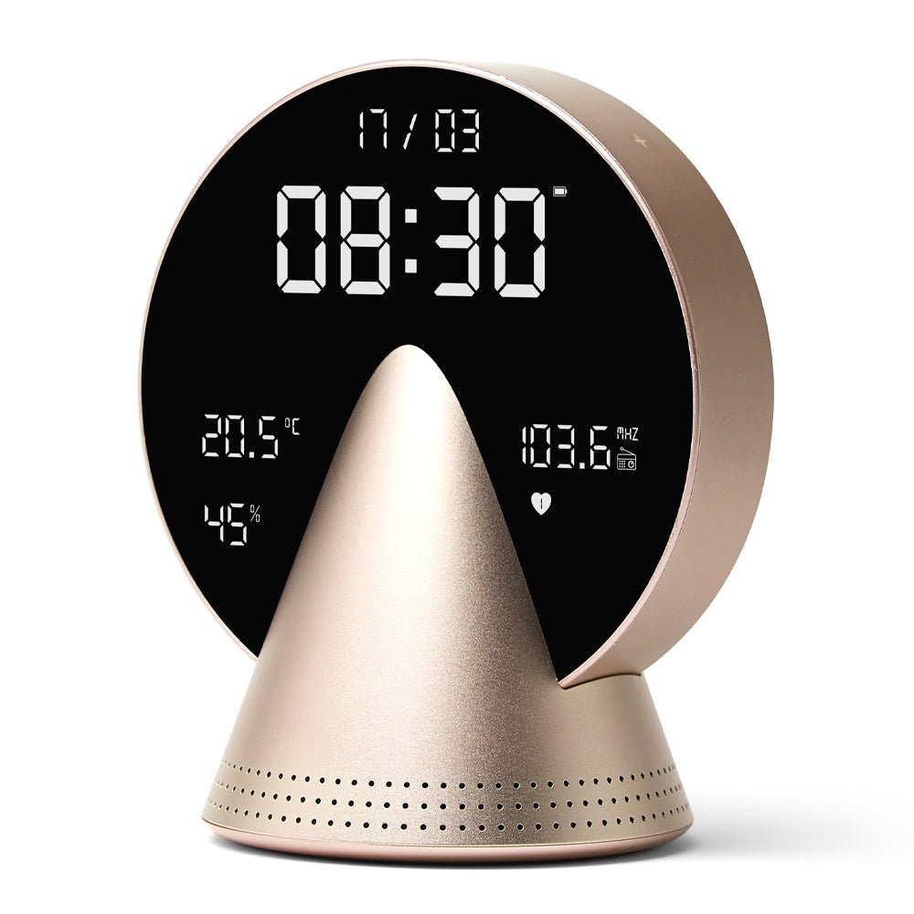 Lexon Conic Radio Alarm Clock With Built - In Bluetooth Speaker - Gold - Desk Alarms