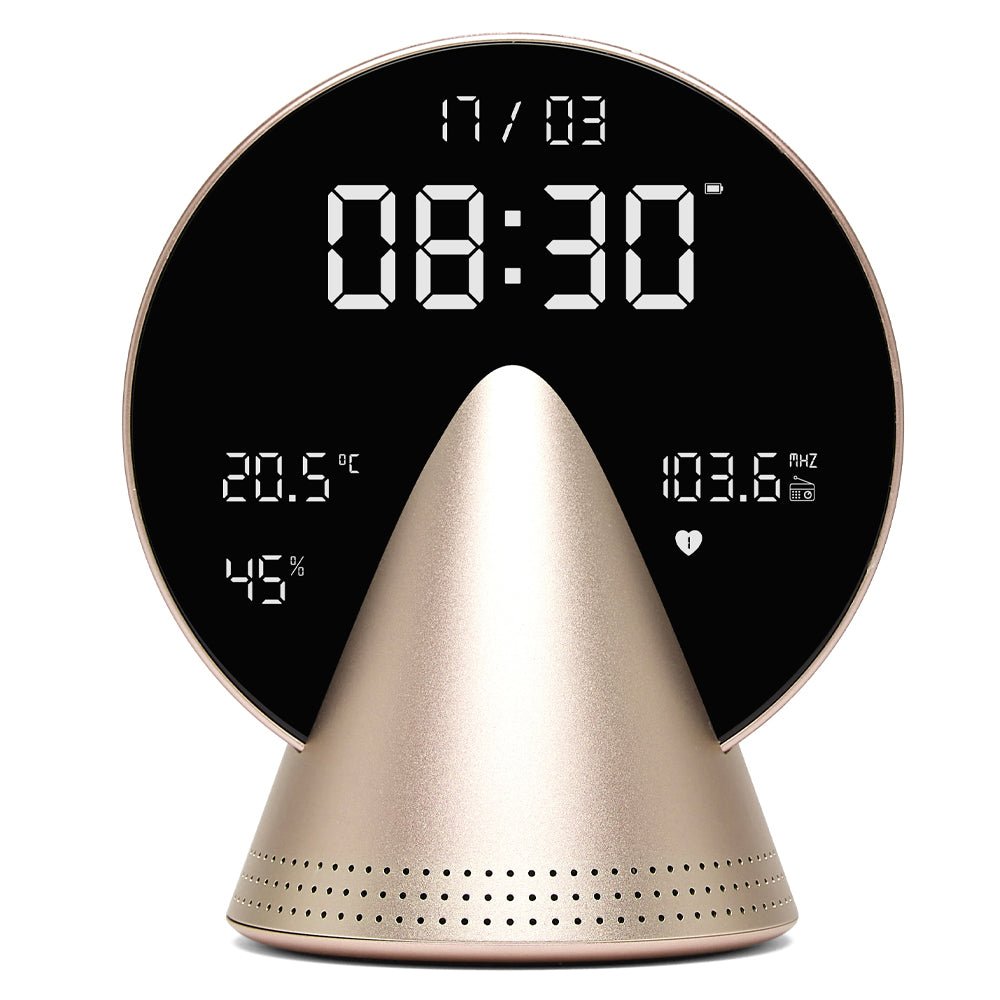 Lexon Conic Radio Alarm Clock With Built - In Bluetooth Speaker - Gold - Desk Alarms