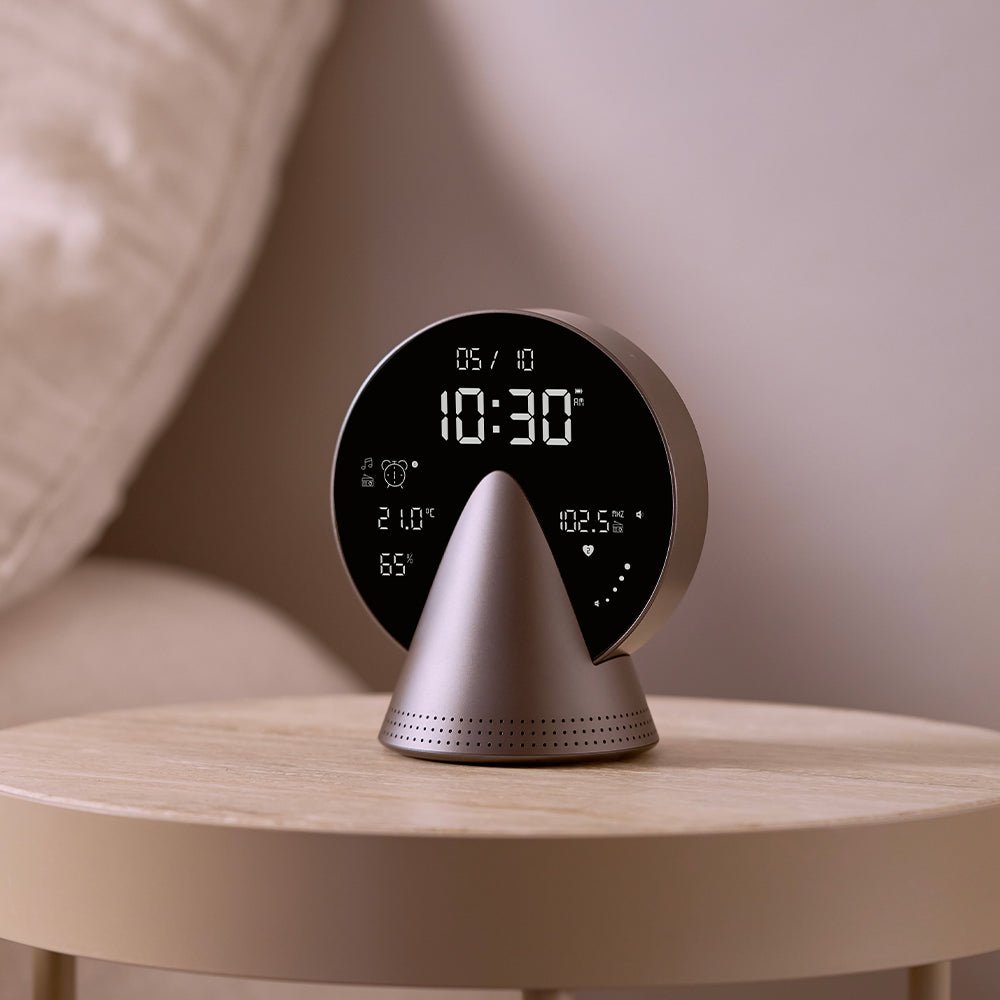 Lexon Conic Radio Alarm Clock With Built - In Bluetooth Speaker - Grey - Desk Alarms