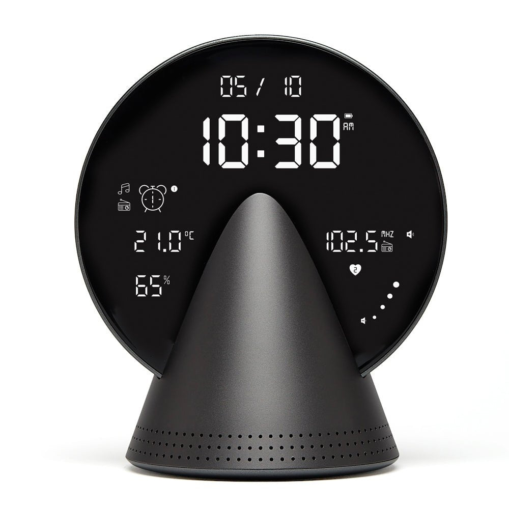 Lexon Conic Radio Alarm Clock With Built - In Bluetooth Speaker - Grey - Desk Alarms